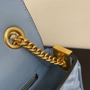 Fendi Baguette 24 Bag With FF Motif Baby Blue Leather Ghw