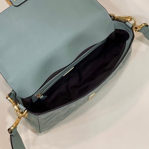 BAGUETTE WITH FF MOTIF 27 IN VIRIDIAN GREEN SOFT LAMBSKIN GOLD HARDWARE