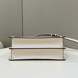 PEEKABOO ISEEU 34 IN WHITE PERFORATED CALFSKIN GOLD HARDWARE