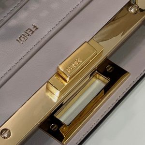 PEEKABOO ISEEU 34 IN WHITE PERFORATED CALFSKIN GOLD HARDWARE