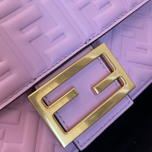 Fendi Baguette 24 Bag With FF Motif Lavender Leather Ghw