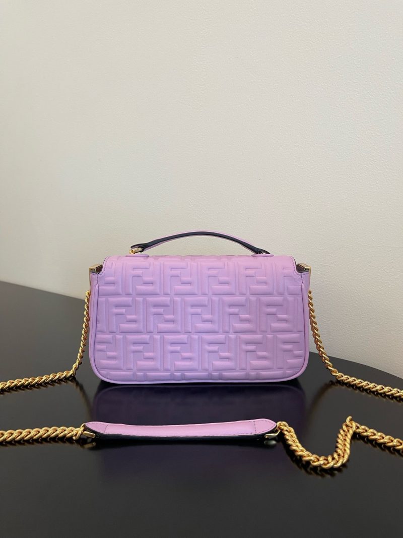 Fendi Baguette 24 Bag With FF Motif Lavender Leather Ghw