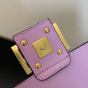 Fendi Baguette 24 Bag With FF Motif Lavender Leather Ghw