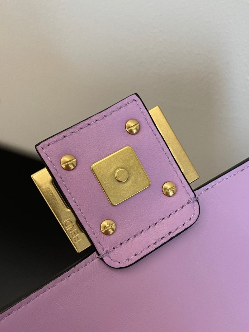 Fendi Baguette 24 Bag With FF Motif Lavender Leather Ghw