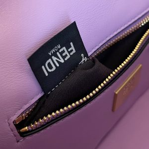 Fendi Baguette 24 Bag With FF Motif Lavender Leather Ghw