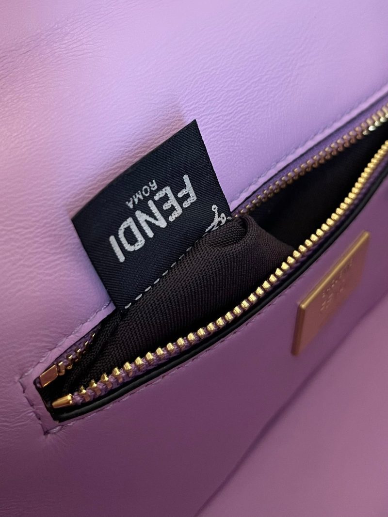 Fendi Baguette 24 Bag With FF Motif Lavender Leather Ghw