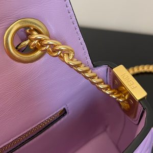 Fendi Baguette 24 Bag With FF Motif Lavender Leather Ghw