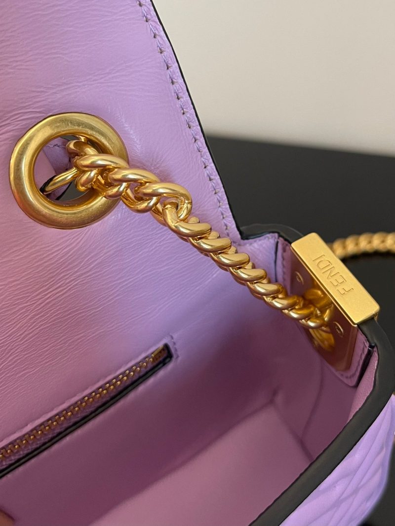 Fendi Baguette 24 Bag With FF Motif Lavender Leather Ghw