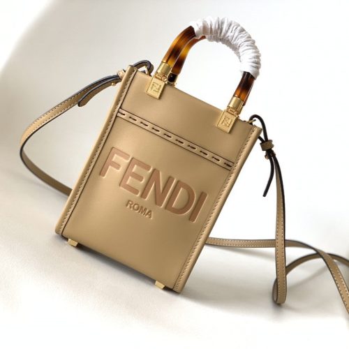 Fendi Mini Sunshine Shopper Bag 18 Beige Leather