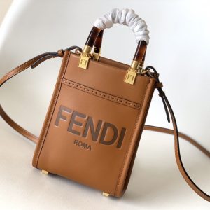 Fendi Mini Sunshine Shopper Bag 18 Tan Leather