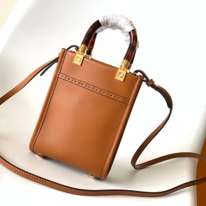 Fendi Mini Sunshine Shopper Bag 18 Tan Leather