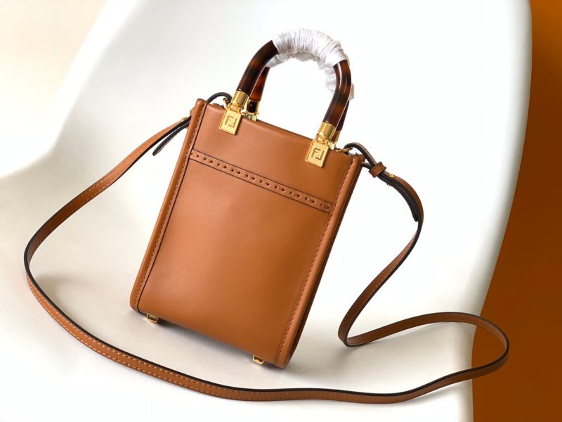 Fendi Mini Sunshine Shopper Bag 18 Tan Leather