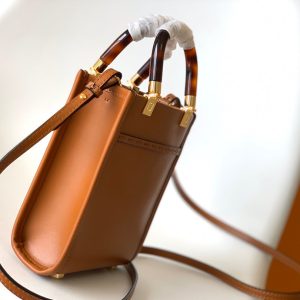 Fendi Mini Sunshine Shopper Bag 18 Tan Leather