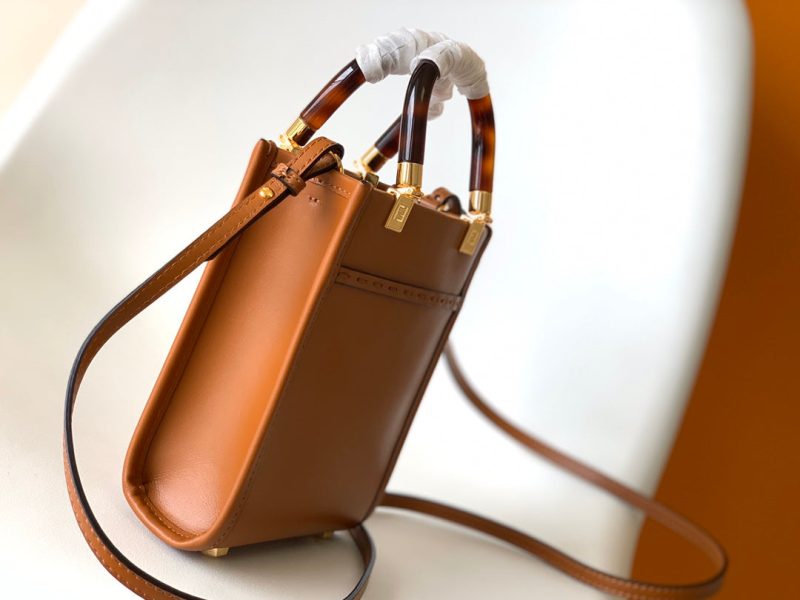 Fendi Mini Sunshine Shopper Bag 18 Tan Leather