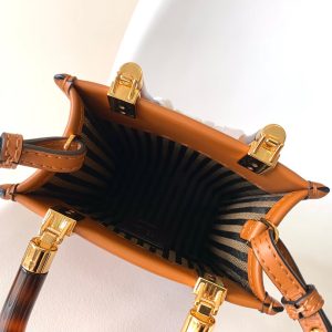 Fendi Mini Sunshine Shopper Bag 18 Tan Leather