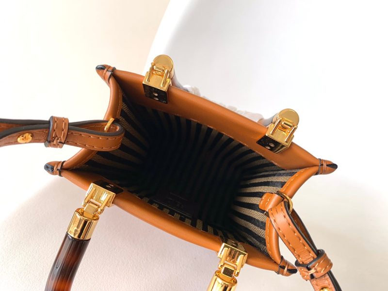 Fendi Mini Sunshine Shopper Bag 18 Tan Leather