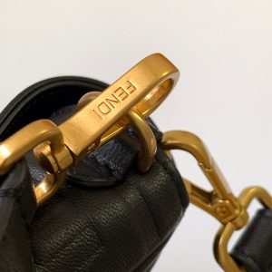 Fendi Baguette 27 Bag With FF Motif Black Leather Ghw