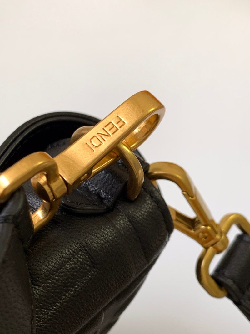 Fendi Baguette 27 Bag With FF Motif Black Leather Ghw