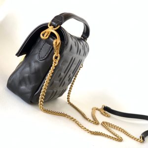 Mini Baguette Bag 20 With FF Motif Black Leather Ghw
