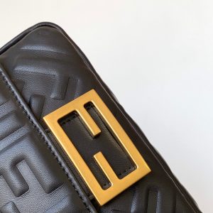 Mini Baguette Bag 20 With FF Motif Black Leather Ghw