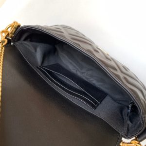 Mini Baguette Bag 20 With FF Motif Black Leather Ghw