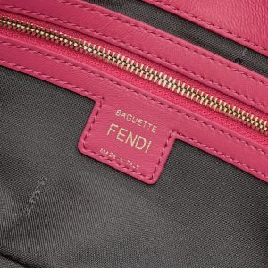 BAGUETTE WITH FF MOTIF 27 IN CERISH PINK SOFT LAMBSKIN GOLD HARDWARE