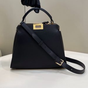 FendiI PEEKABOO 27 IN BLACK CALFSKIN WITH GOLD HARDWARE