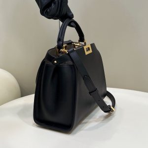 FendiI PEEKABOO 27 IN BLACK CALFSKIN WITH GOLD HARDWARE