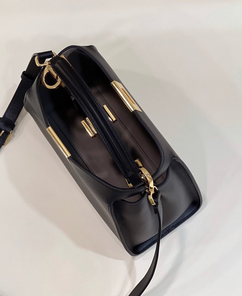 FendiI PEEKABOO 27 IN BLACK CALFSKIN WITH GOLD HARDWARE