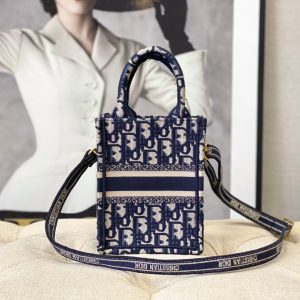 LADY 18 BAG IN BLUE OBLIQUE JACQUARD
