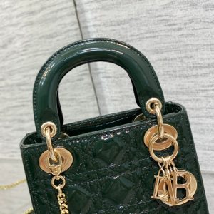 mini lady 17 blue green patent calfskin