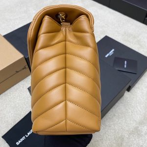 LOULOU MEDIUM 32 BROWN QUILTED LEATHER GOLD HARDWARE