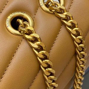 LOULOU MEDIUM 32 BROWN QUILTED LEATHER GOLD HARDWARE