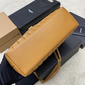 LOULOU MEDIUM 32 BROWN QUILTED LEATHER GOLD HARDWARE