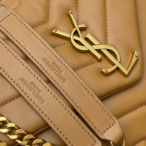 LOULOU MEDIUM 32 BROWN QUILTED LEATHER GOLD HARDWARE