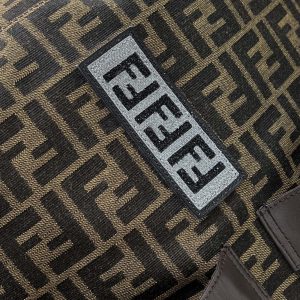 FendiI STRIKE LARGE 46 FF MOCHA BROWN JACQUARD FABRIC BACKPACK