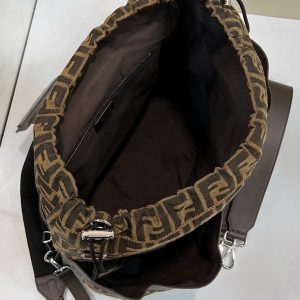 FendiI STRIKE LARGE 46 FF MOCHA BROWN JACQUARD FABRIC BACKPACK