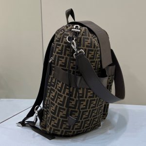 FendiI STRIKE LARGE 46 FF MOCHA BROWN JACQUARD FABRIC BACKPACK