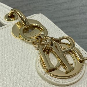 MINI LADY 17 BAG IN WHITE EMBOSSED LAMBSKIN WITH GOLDEN CLASP