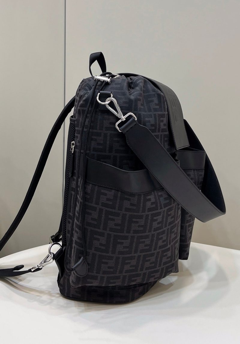 FendiI STRIKE LARGE 46 FF BLACK JACQUARD FABRIC BACKPACK