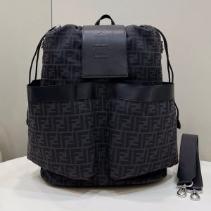 FendiI STRIKE LARGE 46 FF BLACK JACQUARD FABRIC BACKPACK