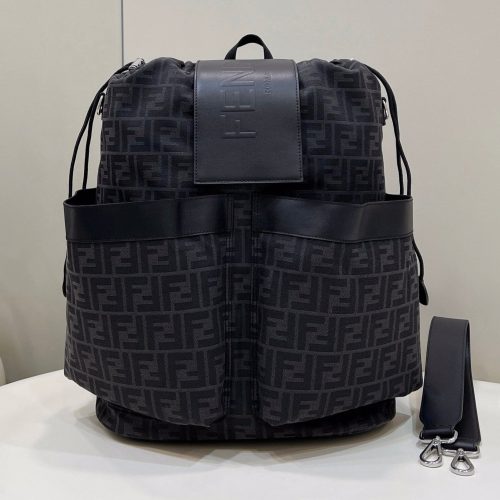 20220909_i1662699881_1667_0_jpg FendiI STRIKE LARGE 46 FF BLACK JACQUARD FABRIC BACKPACK