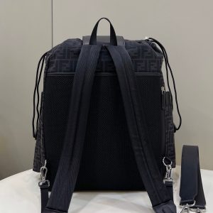 FendiI STRIKE LARGE 46 FF BLACK JACQUARD FABRIC BACKPACK