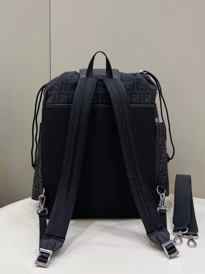 FendiI STRIKE LARGE 46 FF BLACK JACQUARD FABRIC BACKPACK