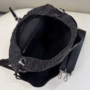 FendiI STRIKE LARGE 46 FF BLACK JACQUARD FABRIC BACKPACK