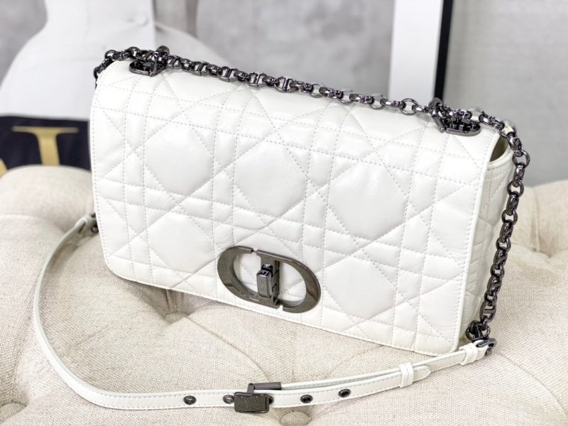 LARGE CARO BAG 28 WHITE CALFSKIN BLACK HARDWARE