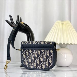 SMALL CD BOBBY 18CM BLUE OBLIQUE CANVAS GOLD HARDWARE