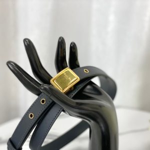 SMALL CD BOBBY 18CM BLUE OBLIQUE CANVAS GOLD HARDWARE