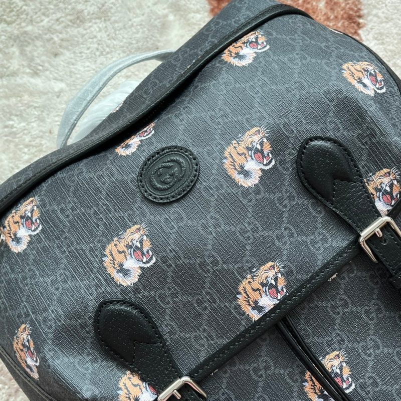 20220920_i1663656729_5860_5_jpg TIGER PRINT MEDIUM BACKPACK 43 IN BLACK CANVAS AND LEATHER TRIM