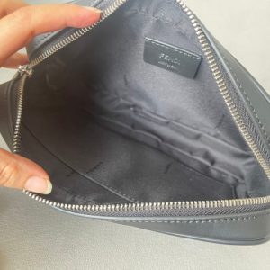 FendiI ROMA 22 CLUTCH BAG IN DARK GREY FF CALFSKIN SILVER HARDWARE WITH WHITE LOGO